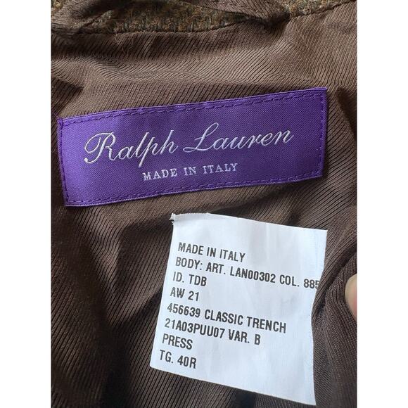 Ralph Lauren Purple Label Wool Belted Trench Coat Plaid Tartan Belt Men’s 40R - Picture 10 of 12